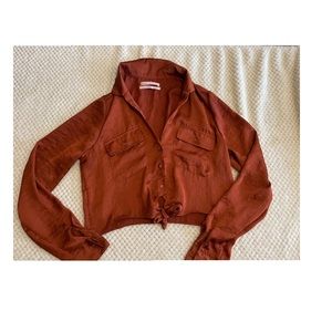 Urban Outfitter Silk/Poly crop tie shirt